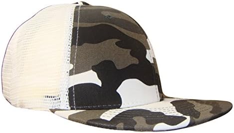 THS 6 Panel Mesh Trucker Style Baseball Cap (One Size, Grey Camo/White)
