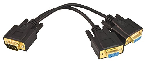 PTC Premium 1-FT GOLD Series VGA / SVGA 1 source to 2 displays Splitter cable - 2 separated leads for the displays for greater reliability and eliminates signal interference. Duplicates the image from the video source to 2 displays.