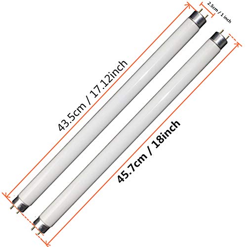 2-Pack 15W UV BL CFL Fluorescent Compact Light Bulb for 30W Electric Bug Zapper Replacement Straight Tube T8 F15 18 Inch - Thumbnail 2