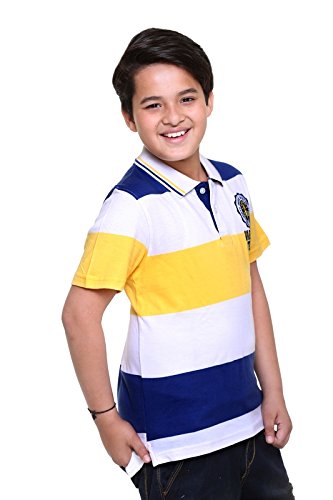 kids-17 yellow white blue cotton half sleeves boys polo neck t-shirt