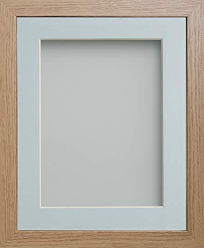 Frame Company Allington Range Beech Picture Photo Frame with Light Blue Mount Mount, 20x16 for pic size 16x12' * Choice of Sizes* Fitted with Glass