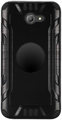Phone Case For Alcatel Kora (Consumer Cellular) Metallic Brush Finish Cover Case + Air Vent Magnetic Car Mount Phone Holder (Black)