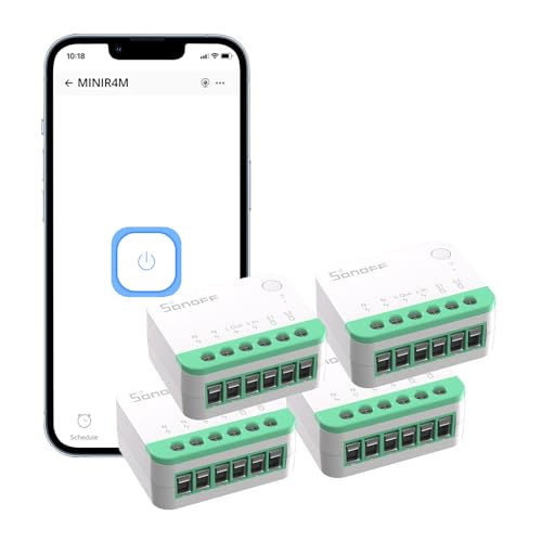Matter Interruptor WiFi Inteligente, DIY Rele WiFi, Funciona con Apple Home, Alexa, Google Home, 4 PACK, Requiere Neutral