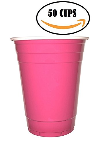 Goodtimes Big Party Pack 50 Count Disposable Plastic Cups, 16-Ounce (Pink-Fuschia)