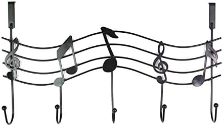 PeachFYE Clothes Coat hat key hanging hook, Over The Door Music Hanger Iron Metal Hook Clothes Multipurpose Hanging for Home Office (Black)