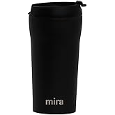 MIRA 12 oz Coffee Travel Mug - Stainless Steel Insulated Tumbler with Leak-Proof Lid - Hot & Cold Cup - Black
