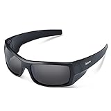Duduma Tr601 Polarized Sports Sunglasses for Baseball Cycling Fishing Golf Superlight Frame(139 Black matte frame with black lens)