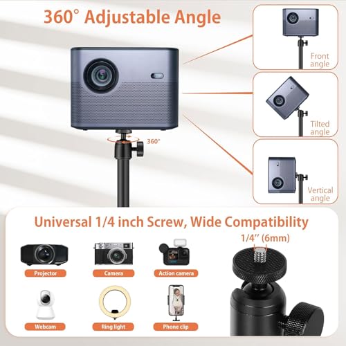 Hcosmy Universal Projector Floor Stand, Black Iron, 160cm Height, 360° Rotatable, Compatible with Most Mini Video Projectors for Home Office