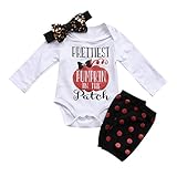 Newborn Baby Boy Girl Sayings Romper Tops + Headband+ Polka Dot Leg Warmer 3PCS Outfits Set Clothes (Tag 90/ 6-12 Months, White)