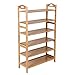 SONGMICS Bamboo Entryway Shoe Shelf Storage Organizer, Ideal for Hallway Bathroom Garden, 6-tier, Fresh Maple