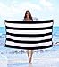 Consumable Depot %100 Cotton, Cabana, Stripe Designed Beach, Bath, Pool, Towel, Made in Turkey (Black White)