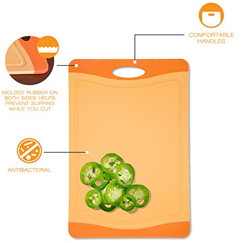 Raj Plastic Cutting Board Reversible Cutting board, Dishwasher Safe, Chopping Boards, Juice Groove, Large Handle, Non-Slip, BPA Free, FDA Approved (18", Orange) - Thumbnail 3