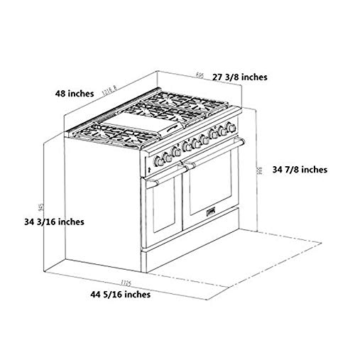 Thor Kitchen 48 Pro Style Range with 6 Burners and Double Ovens