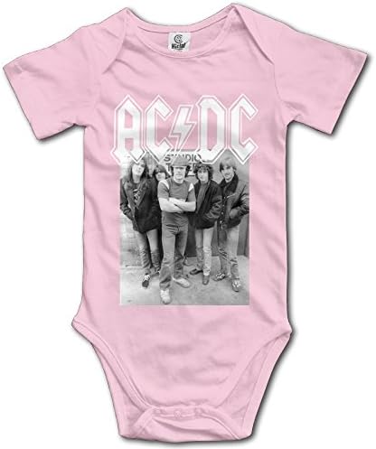 Ogbcom Baby's Acdc Hanging Bodysuit Romper Playsuit Outfits Clothes Climbing Clothes Short Sleeve Pink