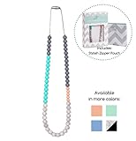 Goobie Baby Sophie Silicone Teething Necklace for Mom to Wear, Safe BPA Free Beads to Chew - Turquoise/Grey/Marble/Peach
