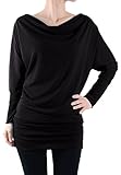 LeggingsQueen Women's Dolman Sleeve Cowl Neck Basic Tunic Top