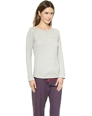 Calvin Klein Womens Underwear Long Sleeve Rib Crew Shirt Grey Small