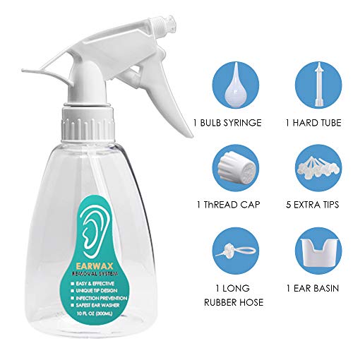 Earwax Removal Kit for Ear Cleaning, Ear Wax Removal Tool for Ear Irrigation, Earwax Romover for Adults and Kids,Ear Washer Bottle (Upgraded)