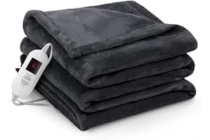 Bwarm Heated Blanket Electric Blanket, 5 Year Warranty, 50" x 70", 6 Heat Settings, 10-Hour Auto Shut-Off, Soft and Cozy 2-Layer Flannel, Fast Heating, Machine Washable, ETL Certified