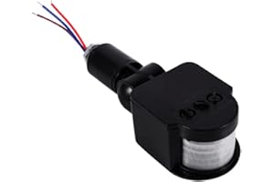 PERPERCY Motion Sensor Detector Switch, 90~250V 180 Degree Wall Mount Infrared PIR Motion Sensor Detector Infrared Switch for Outdoor Indoor (Black)