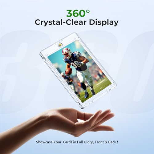 Skyhill 102ct Magnetic Card Holders, 35pt Acrylic One Touch Card Holder with Extra 102 Protective Sleeves, U-V Protection& Waterproof Hard Plastic Card Protectors for Trading Cards, Sports, Game Cards