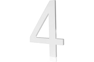 REAVOR 3 Inch Apartment Numbers for Door, Self Adhesive Stick on Numbers for Mailboxes for Outside Door Farmhouse Mailbox Office, Address Numbers and Letters, Frosted Matte White Acrylic House Number 4