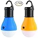 maxin 2 Pack Tent LED Light Bulb, Portable Waterproof COB Lamp Lantern for Home, Camping, Hiking and Other Indoor and Outdoor Activities. (Blue and Orange)