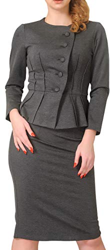 Marycrafts Women's Formal Office Business Shirt Jacket Skirt Suit 12 Charcoal