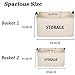 Shinejoy Foldable Storage Baskets Canvas Laundry Bin with leathery Handle 2 Size
