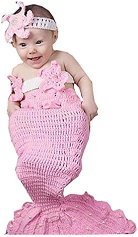 IFUNEYS Fashion Newborn Girl Baby Handmade Crochet Knitted Photo Photography Prop Mermaid Tail Romper Outfits