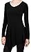 [DRSKIN] Women Handkerchief Hem Long Sleeve Tunic Top (L, Black)