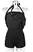COCOSHIP Solid Black Women's Retro Vintage Sailor Pin Up Swimsuit One Piece Skirtini Cover Up Beachwear Solidblack XXXL(US16)