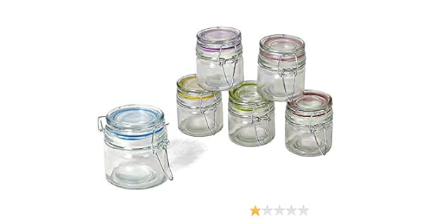 Botes tarros herméticos de cristal 6 unidades colores 125 ml ...
