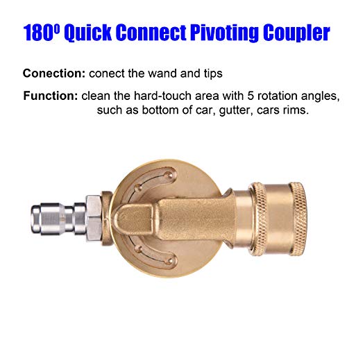 image for M MINGLE Pivoting Coupler for Pressure Washer Nozzle, 180 Degree Rotat