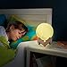 DILAKE Ligh 3D Printed Moon LED Baby Night Light Table Desk Lamp Wooden Base Touch Sensor Dimmable Switch for Bedroom Birthday Decoration (4.1inch)