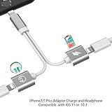 2 in 1 Lightning Jack Adapter Headphone&Splitter for Apple iPhone X iPhone 8/8 Plus iPhone 7/7 Plus.Dual Lightning Earphone Audio+Charge Adaptor+Music Control+Call Phone.Support iOS11or Later.