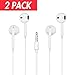 Earbuds, VIMME Headphones with Microphone New Earphones for apple iPhone 6s 6 Plus 5s 5 4s 4 SE iPad iPod 7 8 IOS S8 S7 S6 Note 1 2 3 Earbuds Earphones 2 pack Headphones Earpods. (white)