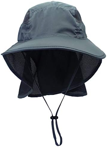 Outdoor Womens Sun Hat, UV Protection Wide Brim Cap with Neck Flap for Safari, Fishing, Hiking, Beach, Golf