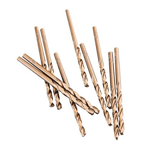 1/8" M35 Cobalt HSS Jobber Length Twist Drill Bit with Straight Shank,Heavy Duty, Pack of 10 PCS, Drilling for Cast Iron, Heat-treated Steel, Stainless Steel and Other Hard Materials