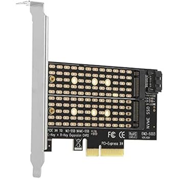 MHQJRH Dual M.2 PCIe Adapter, NVME SSD (M Key) or SATA SSD (B Key) 2280 2260 2242 2230 to PCI-e 3.0 x4 Host Controller Expansion Card