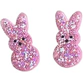 Sparkling Acrylic Easter Earrings For Women Easter Bunny Stud Earrings Holiday Jewelry Gifts