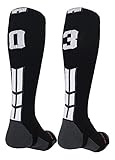 MadSportsStuff Player Id Jersey Number Socks Over The Calf Length Black and White