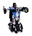 Family Smiles Kids RC Toy Car Transforming Robot Remote Control with One Button Transformation, Realistic Engine Sounds, 360 Speed Drifting, Sword and Shield Included Toys for Boys 1:22 Scale (Blue)