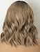 Persephone Ombre Lace Front Bob Wig Brown Middle Part Ombre Synthetic Wig Short Wavy Brown Wigs Bob for Women with Dark Roots Heat Resistant