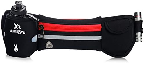 Running Belt with Water Bottle Workout Pouch Fanny Waist Pack iPhone Android Up to 6" Holder Gear Red