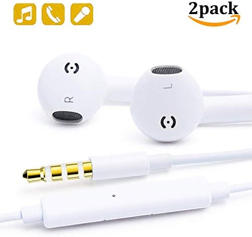 In Ear Earphones Headphones with Micphone and Powerful Bass compatible for iPhone 6/6S Plus/5s/5 Samsung Galaxy Huawei Wired Earbuds ZCOTU 3.5mm Earphones with Volume Control (2 Pack earpods)