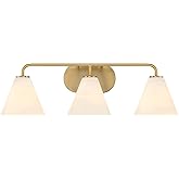 Savoy House 8-2988-3-322 Blair White Strie Glass Bathroom Conical Bathroom Vanity Light, 3-Light 180 Total Watts, 8'' H x 26'