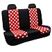 FH Group Full Set Car Seat Covers Red Black Cloth - Universal Fit Automotive Seat Covers, 1 Piece Front Seat Covers, Solid Back Seat Cover, Washable Car Seat Cover for SUV, Sedan, Van, Car Accessories