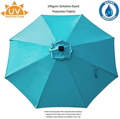 Amazon Com C Hopetree 9 Ft Outdoor Patio Market Umbrella With Solar Led Lights And Tilt Aqua Blue Garden Outdoor