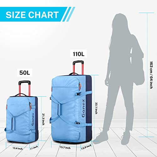 Gonex Rolling Duffle Bag with Wheels, 110L Large Travel Wheeled Duffel
